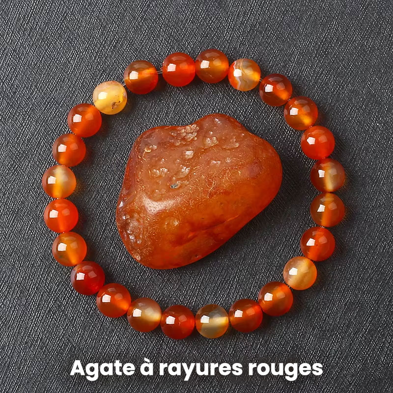 Agate à rayures rouges